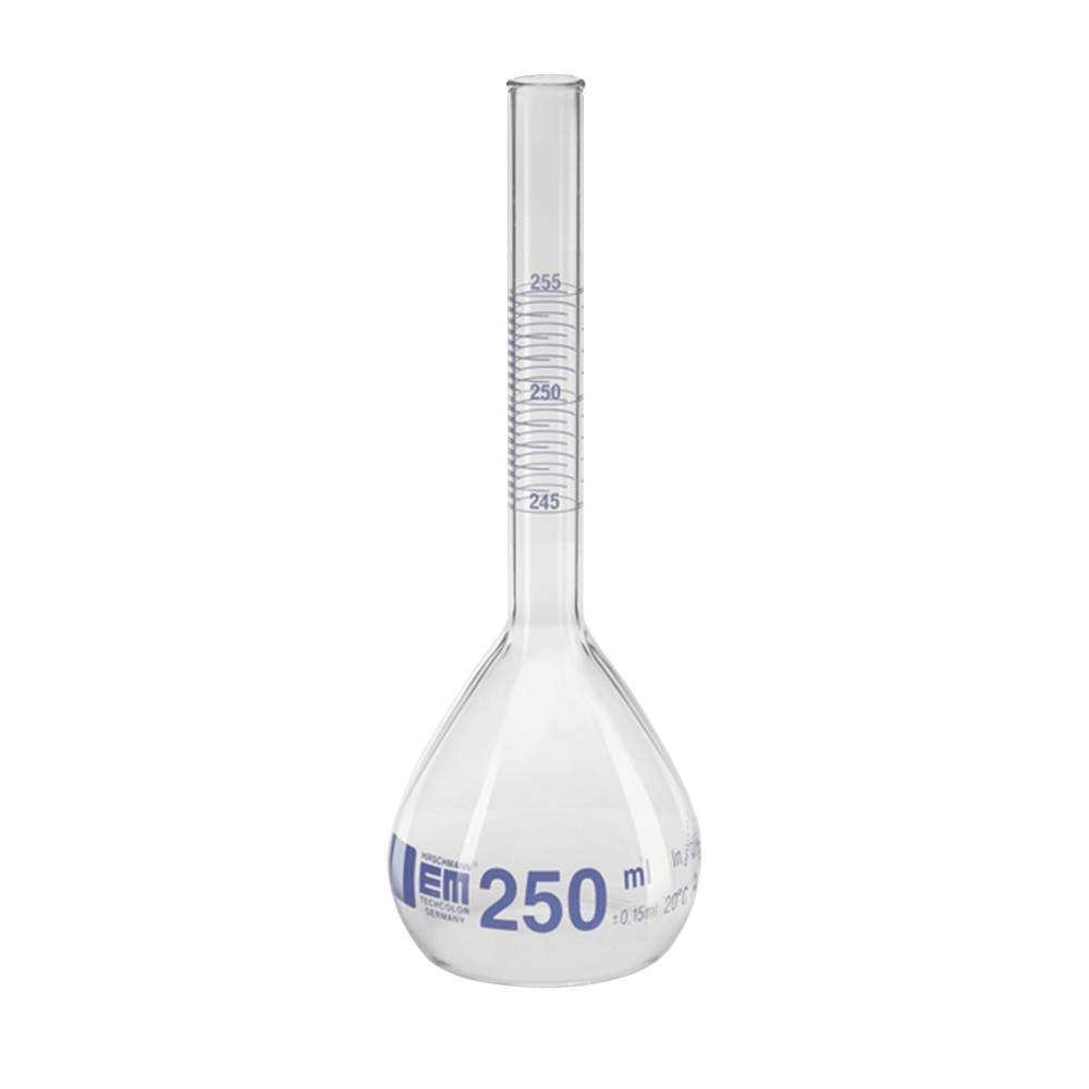 Measuring flask, class A, blue graduation, pre-packing regulation