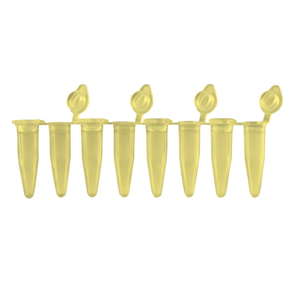 PCR 8-Strips. 0.2mL with Attached Individual Flat Caps, Blue,  120/pk