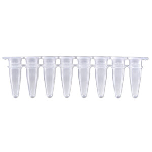 PCR 8-Strips. 0.2mL with Attached Individual Flat Caps, Green, 120/pk