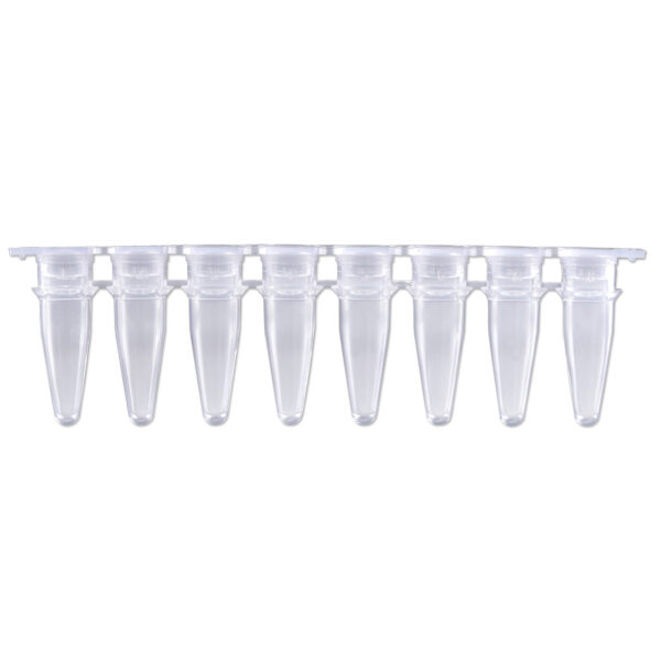 PCR 8-Strips. 0.2mL with Attached Individual Flat Caps, Green, 120/pk