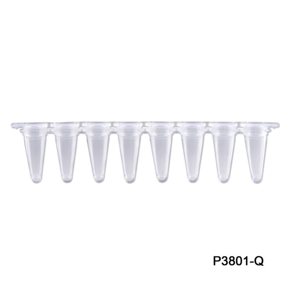 PCR 8-Strips. 0.2mL with Attached Individual Flat Caps, Yellow, 120/pk