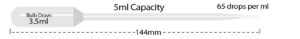 Transfer pipette, 3mL, short bulb, graduated to 1mL, non-sterile, bulk pack, 250/pk