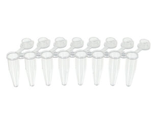 PCR 8-Strip, 0.1mL, Separate Frosted Flat Strip Caps, Natural, 120 Strips/Pack, 5 Packs/Case