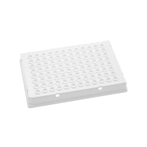 PCR Plate, 96-well, 0.1mL, Elevated Skirt, ABI style, Natural, 10 Plates/Pack, 5 Packs/Case