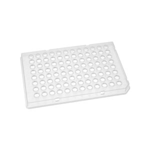 PCR Plate, Barcoded for Real Time Systems, 96-well, 0.1mL, Elevated Skirt, Natural, ABI style, 10 Plates/Pack, 5 Packs/Case