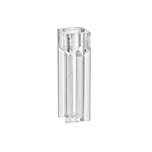 Spectrophotometer Cuvette, PS, 2.5mL semi-micro, round opening, 10mm light path, 340-800nm range, 2 optical sides, 10 trays of 100, 1000/cs