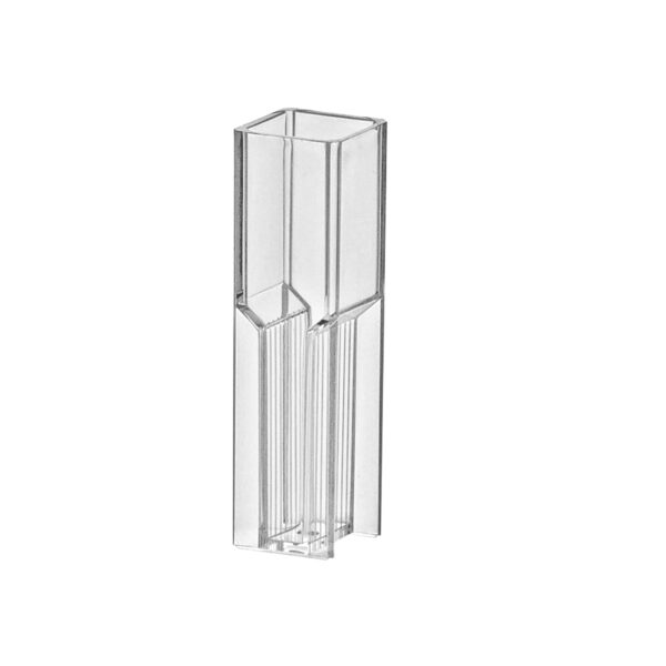 Spectrophotometer Cuvette, PS, 1.5mL semi-micro, square opening, 10mm light path, 340-800nm range, 2 optical sides, 10 trays of 100, 1000/cs