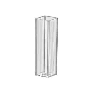 Spectrophotometer Cuvette, PS, 4.5mL macro, square opening, 10mm light path, 340-800nm range, 2 optical sides, 10 trays of 100, 1000/cs