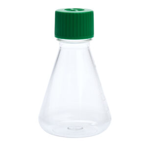 250mL Erlenmeyer Flask, Vent Cap, Plain Bottom, PETG, Sterile