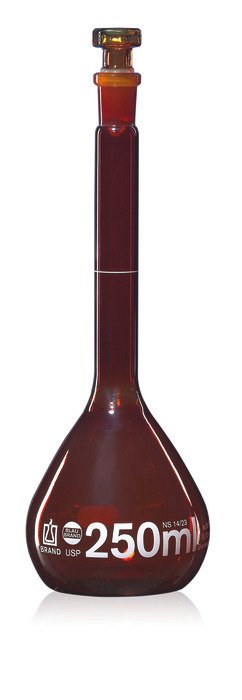 Volumetric flask, USP BBR, A 1000mL NS24/29 glass amber, EA