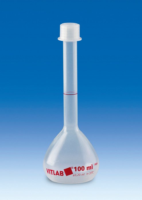 Volumetric Flask, PMP, with Screw cap, Class B, 250mL, pk 2