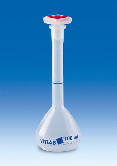 Volumetric Flask with NS Stopper, PP, Class B, 250mL, pk 2