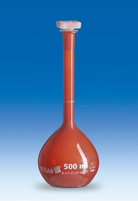 Lightshield Volumetric Flask, 100mL, 14/23 stopper, pk2