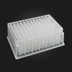 OptiWell™ Deep Well Plate, 96 Round Well, 1.2mL, 31.5mm height, U-bottom, for Nunc, Black Alphanumeric Printing, PP, Sterile,10 bags of 5 pieces, 50 / CS