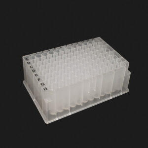 OptiWell™ Deep Well Plate, 96 Round Well, 1.2mL, 42.5mm height, F-bottom, for Abgene, Black Alphanumeric Printing, PP, Sterile, 10 bags of 5 pieces, 50 / CS