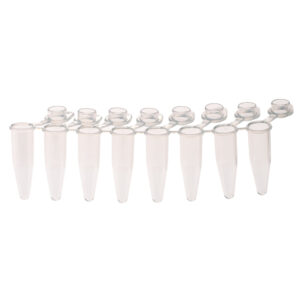 PCR 8-Strip Tubes, 0.2mL, Separable, Attached Dome Caps, Clear