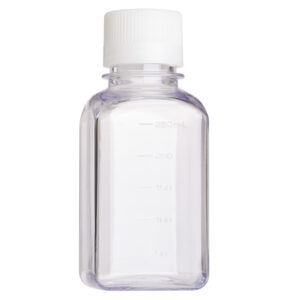 250mL Media Bottle, Square, PETG, Bulk, Sterile