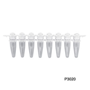 PCR 8-Strips. 0.2mL with Attached Individual Flat Caps, Orange, 120/pk