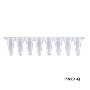 PCR 8-Strips. 0.2mL with Attached Individual Flat Caps, Yellow, 120/pk