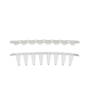 PCR 8-Strip, 0.2mL, Separate Flat Strip Caps, Natural, 120 Strips/Pack, 5 Packs/Case