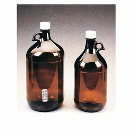 Thermo Scientific Processed 2360 mL (80 oz) Boston Round Narrow-Mouth Amber Jugs with 38-430 mm Closure