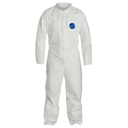 Tyvek 400 Disposable Coveralls, Open Wrists/Ankles, Zipper Front, White, 2XL