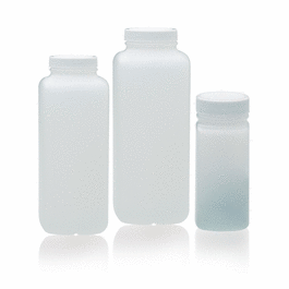 DWK Life Sciences (Wheaton) 250 mL (8 oz) Wide Mouth HDPE Blake Packer Bottles with 43-400 White PP Cap with Foam PE Liner attached