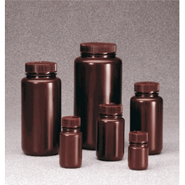Thermo Scientific Nalgene 125 mL (4 oz) Wide-Mouth Lab Quality Amber HDPE Bottles with 38 mm Closure