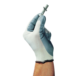 Ansell HyFlex Gray Foam Nitrile-coated Gloves, Light White Nylon Liner with Knitwrist, Size: 10