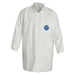 Tyvek Lab Coat, Five-Snap Front, Two Pockets, Size: Large