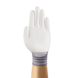Ansell HyFlex Gloves, White Polyurethane Palm on White Light Nylon Liner, Size: 10