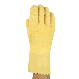 Ansell Golden Grab-it II Cut Resistant Gloves Fully Rubber-Coated Cotton Jersey Gloves, Gauntlet Cuff, Crinkle Finish, 12 in., size 10