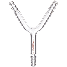 DWK Life Sciences (Kimble) Barbed Hose Connector, Y-Shaped, Borosilicate Glass, fits 3/8 in. tubing