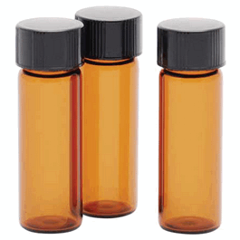 DWK Life Sciences (Kimble) Vial,Sample,Amb,W/Attached Black Phenolic Closure W/White Rubber Liner,1 Dram,15x45,13-425 GPI Thread Finish