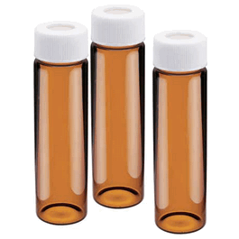 DWK Life Sciences (Kimble) Vial,Sample,Amb,W/Attached Open Top White PP Closure W/PTFE-Faced Silicone Septa,10 Dram,28x95,24-400 GPI Thread Finish