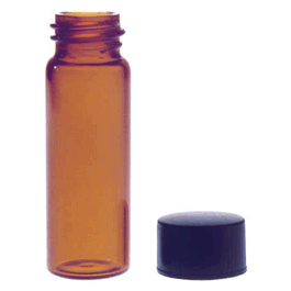 DWK Life Sciences (Kimble) Vial,Sample,Amb,W/Unattached Black Phenolic Closure W/PTFE-Faced/White Rubber Liner,1 Dram,15x45,13-425 GPI Thread Finish