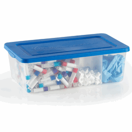 Tubby Storage Tub, Lid, and Dividers, Polypropylene, 13 x 8 x 4.5 in.
