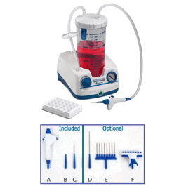 Aspire Laboratory Aspirator, 115V (Includes: base w/internal vaccum pump, 2L PC bottle w/lid, tubing, vaccum controller, 1-channel adapters)