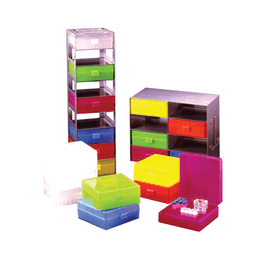 100-Place, Polypropylene Microtube Box with Hinged Lid, Black