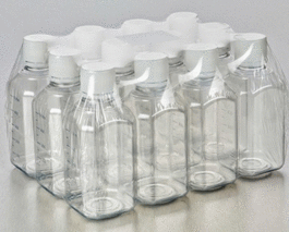 Corning Gosselin Octagonal PET Bottle, 1 L, Graduated, 31 mm Tamper-evident Cap, Sterile, Assembled