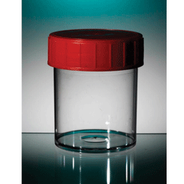 Corning Gosselin Straight Container, Sterile, 180 mL, PP, Red Screw Cap, Assembled