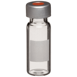 2 mL Clear Vial with 11 mm Crimp Top Finish and 11 mm Silver Seal Closure with PTFE/Red Rubber Septa