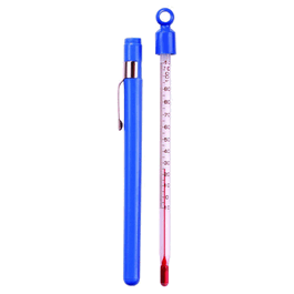 -10 to 110 degree C Total Immersion Pocket Thermometers, Red Organic, White Back, 155 mm