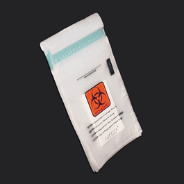 Biohazard Specimen Transport Bags, Glue Seal with Document Pouch, 6 x 10 in.