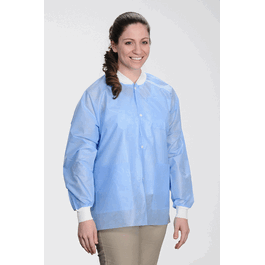 ValuMax Extra-Safe SMS Lab Jackets, Hip Length, 3 Pockets, Snap Front, Knit Cuffs and Collar, Medical Blue, 2XL
