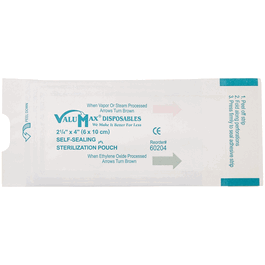 Valumax Extra-Safe Self-Seal Sterilization Pouches, Blue Tinted Film, Built-In Internal and External Steam and EtO Indicators, 10 x 15 in.