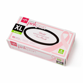 Pink Pearl Nitrile Exam Gloves, Aloe, Powder-Free, Full Texture, XL