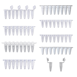0.2ml qPCR 8-Strip (With SEPARATE Optical Strip Caps), Natural/Clear, 120/pk