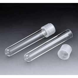 Culture Tube, 12 x 75 mm (5 mL), PS, STERILE, Attached Dual Position Cap, 25/Bag, 20 Bags/Unit