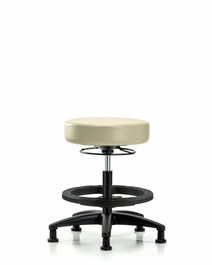 Vinyl Stool without Back - Medium Bench Height with Black Foot Ring and Stationary Glides in Black Trailblazer Vinyl